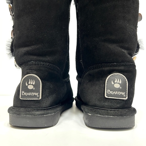 BearPaw Suede Black Sheepskin Wool Toggle Boots 917W-Jade, Size 8 - Picture 10 of 16